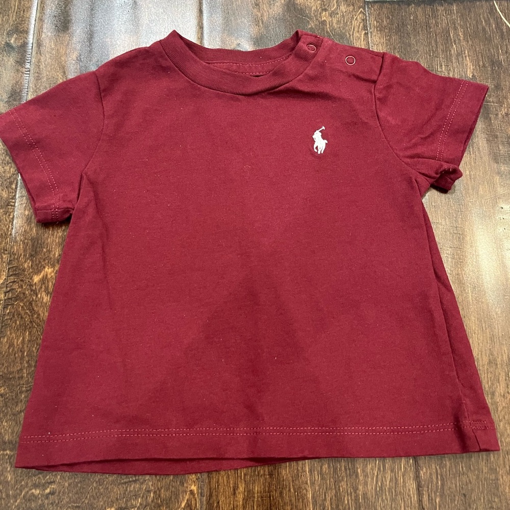 Ralph Lauren Baby Boy Shirts size 6 Months Blue Camouflage Maroon Lot of 2 - Picture 3 of 6